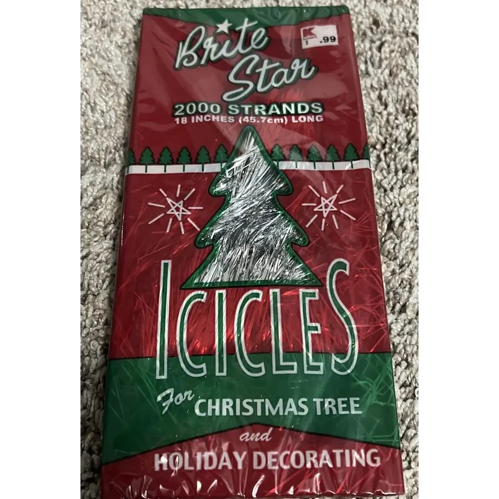 Lot of 11 Vintage Brite Star Silver Icicles Tinsel 22,000 Strands Kmart Sealed